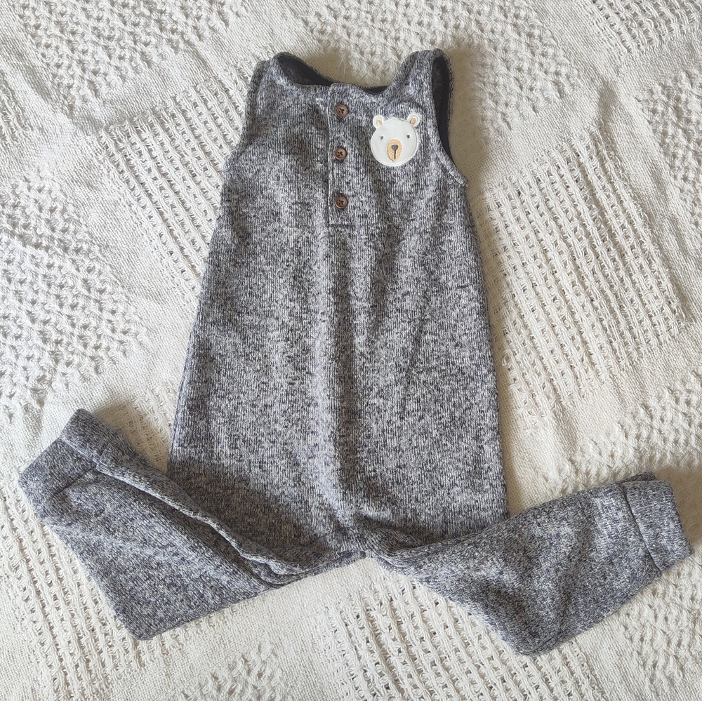 Carter's Sleeveless Overalls Knit Bear Snap Closure Bottom Size 18 Months